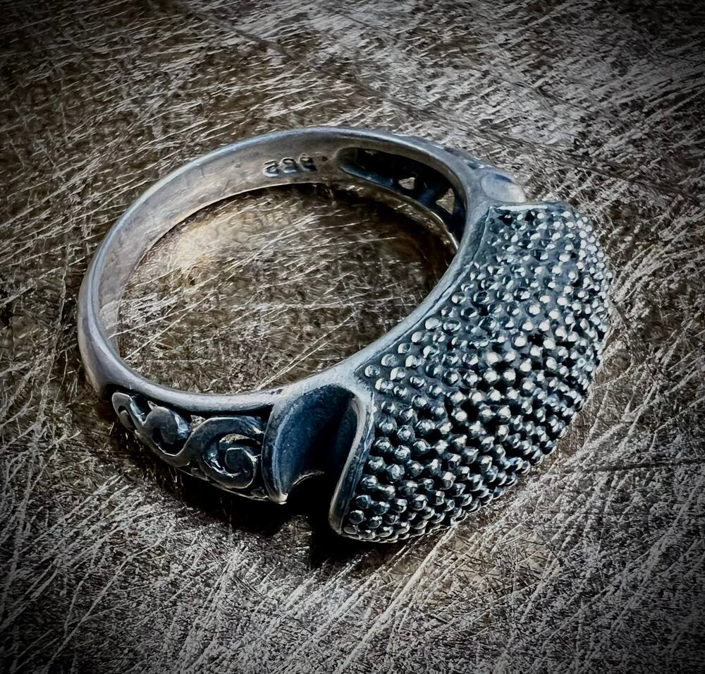 Artisan Bali 925 Caviar Bead Granulated Dome Saddle Ring